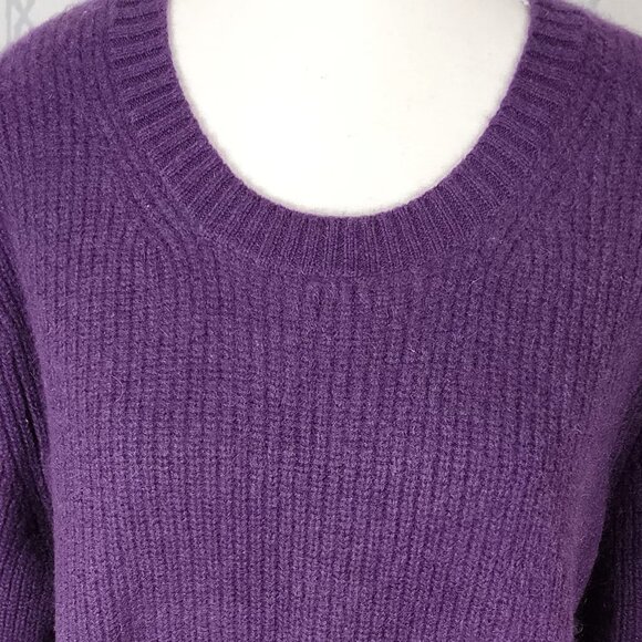 Banana Republic Purple 100% Cashmere Ribbed Knit Crewneck Sweater - Picture 2 of 6